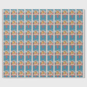 Festive Bird House Holiday Blue Wrapping Paper Cadeaupapier (Vlak)
