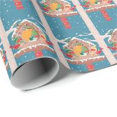 Festive Bird House Holiday Blue Wrapping Paper Cadeaupapier (Rol Hoek)