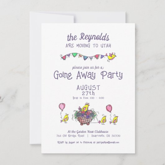 Festive Bird Parade Goway Party Kaart (Voorkant)