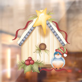 Festive Birdhouse Raamsticker (Vel 2)