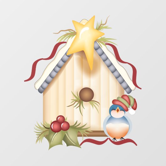 Festive Birdhouse Raamsticker (Vel)
