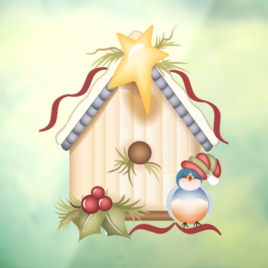 Festive Birdhouse Raamsticker (Vel 3)