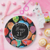 Festive Birthday-ballonnen toevoegen naam en leeft Papieren Bordje (Feest)