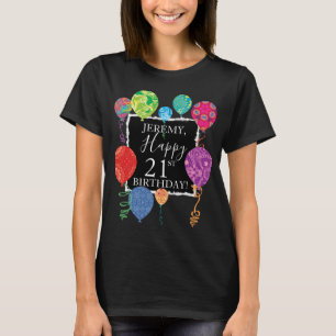 Festive Birthday-ballonnen toevoegen naam en leeft T-shirt