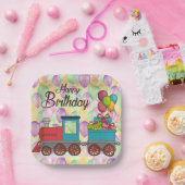 Festive Birthday  Balloon Train Birthday Papieren Bordje (Feest)