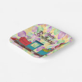 Festive Birthday  Balloon Train Birthday Papieren Bordje (Gebogen)