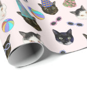 Festive Birthday Cats Summer Pool Party Cadeaupapier (Rol Hoek)