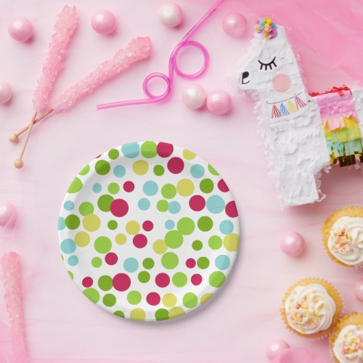 Festive Birthday Party Stippen Paper Borden Papieren Bordje (Feest)