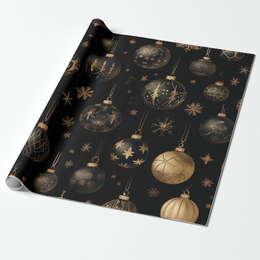 Festive Black And Gold Cadeaupapier (Uitgerold)