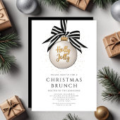 Festive Black And White Gold Christmas Brunch Kaart