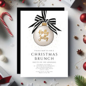 Festive Black And White Gold Christmas Brunch Kaart