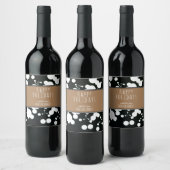 Festive Black and White Kerstmis Wijn Etiket (Flessen)