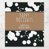 Festive Black and White Kerstmis Wijn Etiket (Enkel label)