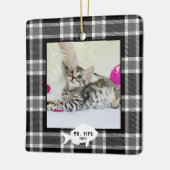 Festive Black and White Play Cat Name Keramisch Ornament (Links)