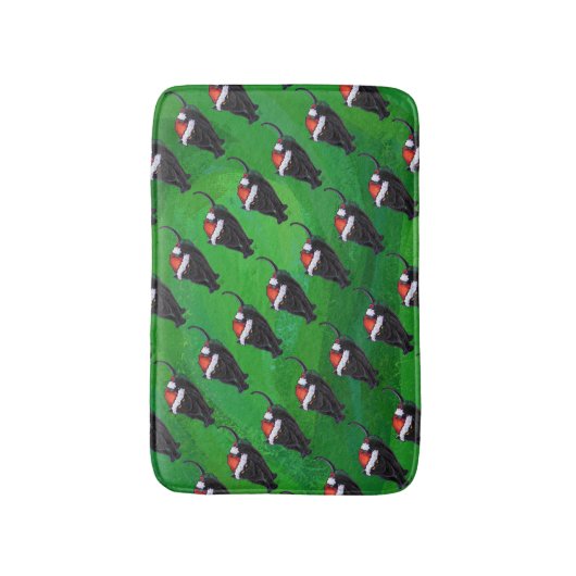 Festive Black Cat Pattern on Green Badmat (Voorkant Verticaal)
