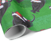 Festive Black Cat Pattern on Green Cadeaupapier (Rol Hoek)