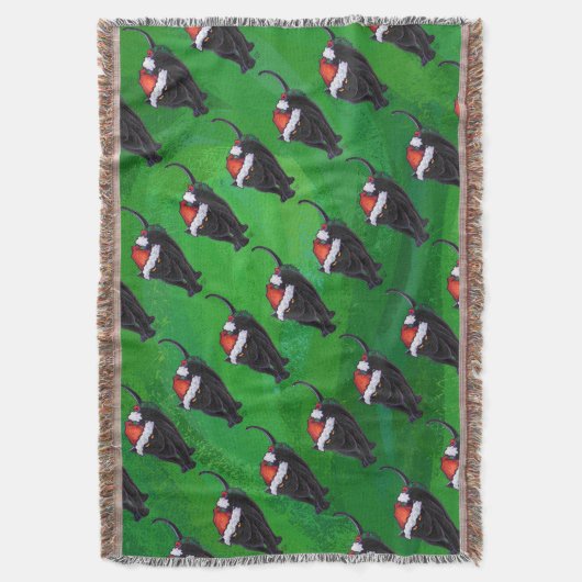 Festive Black Cat Pattern on Green Deken (Voorkant Verticaal)