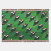 Festive Black Cat Pattern on Green Deken (Voorkant)