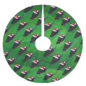 Festive Black Cat Pattern on Green Kerstboom Rok (Voorkant)
