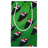 Festive Black Cat Pattern on Green Klein Cadeauzakje (Voorkant)