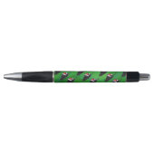 Festive Black Cat Pattern on Green Pen (Voorkant)