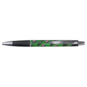 Festive Black Cat Pattern on Green Pen (Achterkant)