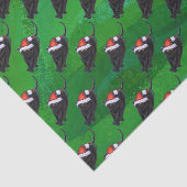 Festive Black Cat Pattern on Green Tissuepapier (Detail)