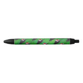 Festive Black Cat Pattern on Green Zwarte Inkt Pen (Voorkant)