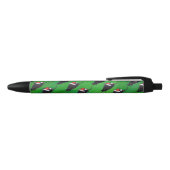 Festive Black Cat Pattern on Green Zwarte Inkt Pen (Bovenkant)