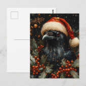 Festive Black Christmas Bird Briefkaart (Voorkant / Achterkant)
