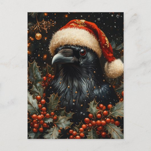 Festive Black Christmas Bird Briefkaart (Voorkant)