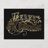 Festive Black- en Gold-look-script, prettig kerstf Briefkaart (Voorkant)