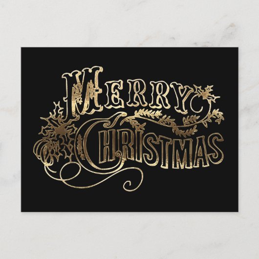 Festive Black- en Gold-look-script, prettig kerstf Briefkaart (Voorkant)