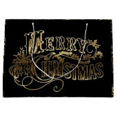 Festive Black- en Gold-look-script, prettig kerstf Groot Cadeauzakje (Voorkant)