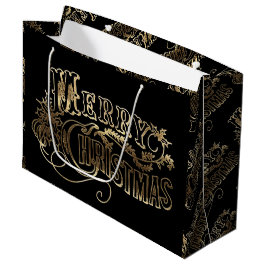 Festive Black- en Gold-look-script, prettig kerstf Groot Cadeauzakje