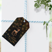 Festive BLACK GOLD Deer Christmas Cadeaulabel