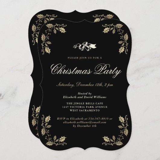 Festive Black Gold kerstfeestdag Kaart (Voorkant / Achterkant)