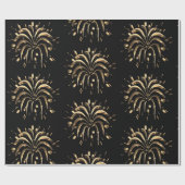 Festive Black Gold Stars Fireworks Elegant Chic Cadeaupapier (Vlak)