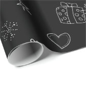Festive Black kerstinpakken papier (Rol Hoek)