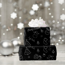 Festive Black kerstinpakken papier