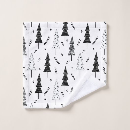 Festive Black White Doddle Bad Handdoek (Wasdoekje)