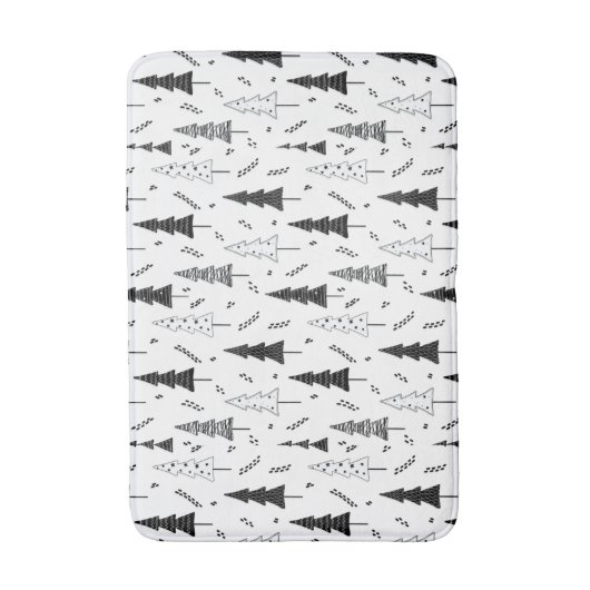 Festive Black White Doddle Badmat (Voorkant Verticaal)