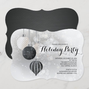 Festive Black & White Holiday Party Kaart