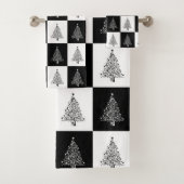 Festive Black White-kerstbomen Bad Handdoek (Insitu)