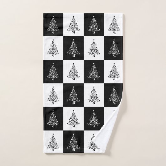 Festive Black White-kerstbomen Bad Handdoek (Handdoek)