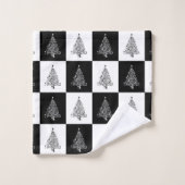 Festive Black White-kerstbomen Bad Handdoek (Wasdoekje)