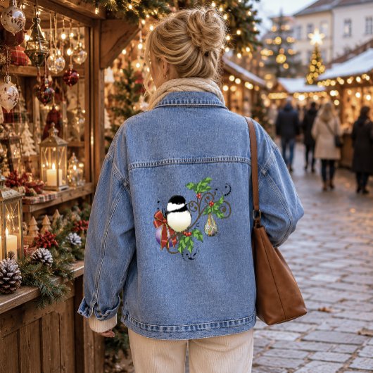 Festive Blauwe Vintage Kerstmees  Denim Jacket