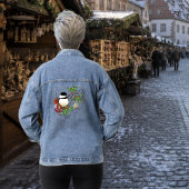 Festive Blauwe Vintage Kerstmees Denim Jacket