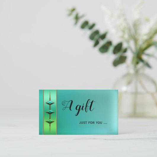 Festive Blauwgroen Green Cadeat Certificate Sjablo Kortingskaartje (Staand voorkant)