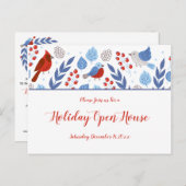 Festive Blue and Red Holiday Open House Briefkaart (Voorkant / Achterkant)